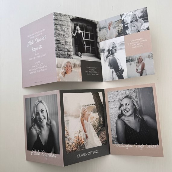 graduation invitation with photo placeholders and text